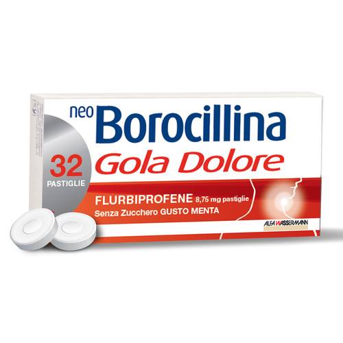 Neoborocillina Gola e Dolore 32 Pastiglie Menta Senza Zucchero