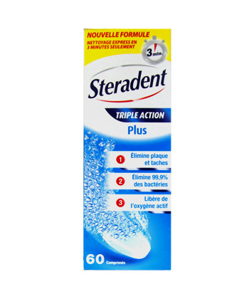 Steradent Tripla Azione Compresse Igienizzanti Dentiere