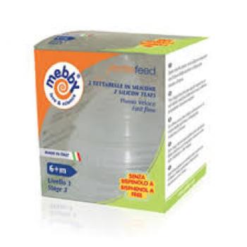 Mebby Gentlefeed 2 Tettarelle Silcone Anti-Coliche Flusso Lento 